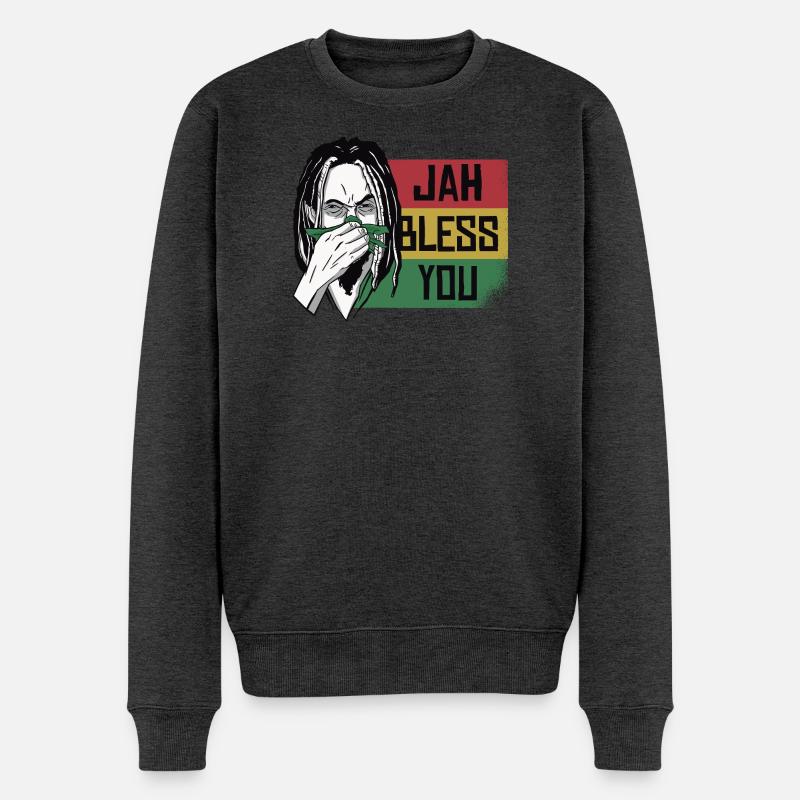 Jah Bless You Rastafari Grafik - Männer Premium Bio Pullover - Anthrazit meliert