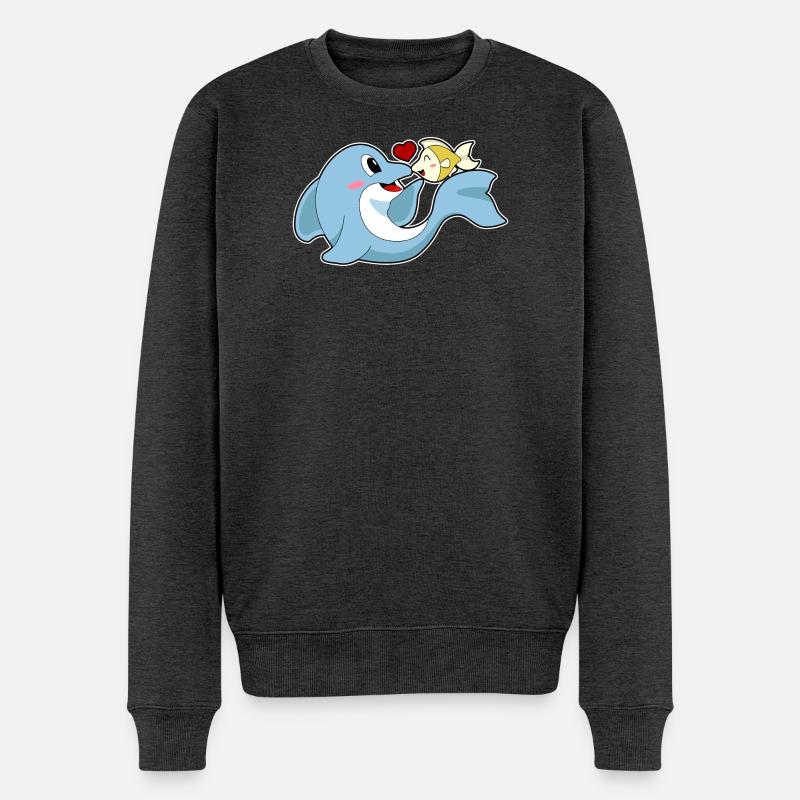 Dauphin Love Fish - Pull Premium bio Homme - anthracite chiné