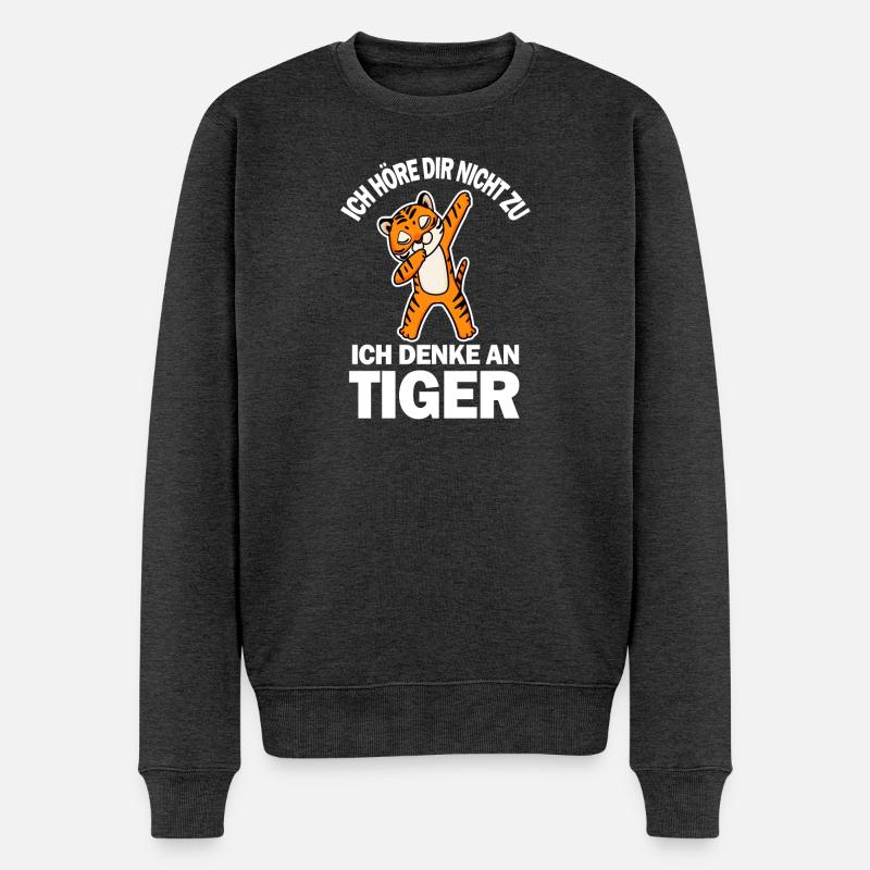 Tiger Spruch lustig - Männer Premium Bio Pullover - Anthrazit meliert