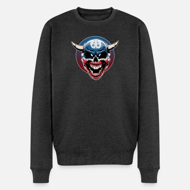 Böser Clownschädel mit dämonischem Lachen - Männer Premium Bio Pullover - Anthrazit meliert