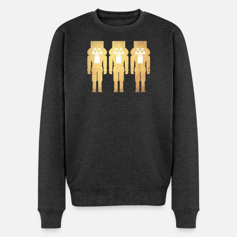 Nussknacker Gold 3 Weihnachten Dekoration deluxe - Männer Premium Bio Pullover - Anthrazit meliert