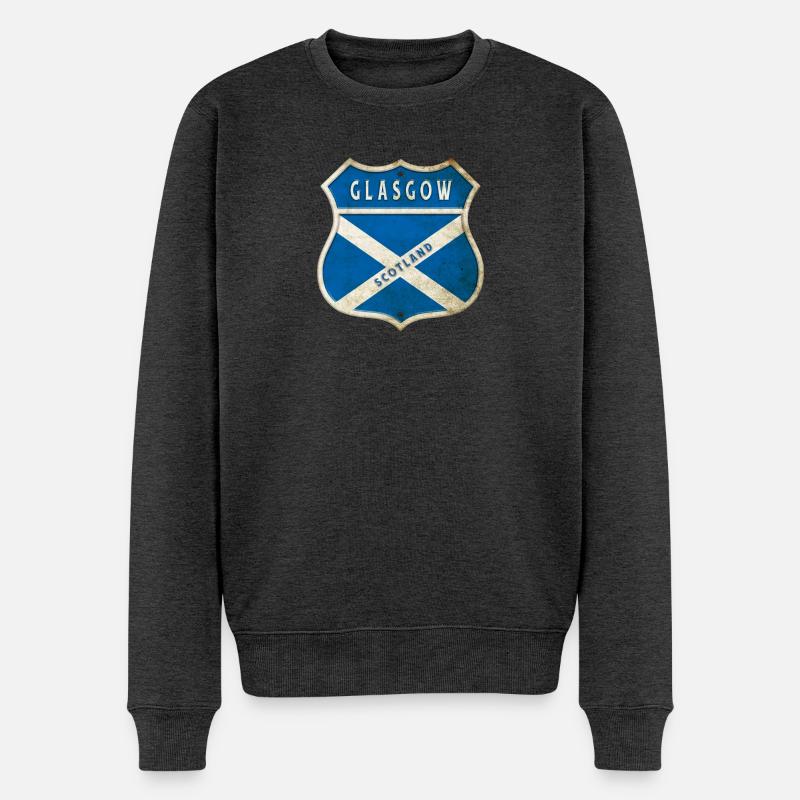 Glasgow Schottland Wappen Flaggen Design - Männer Premium Bio Pullover - Anthrazit meliert