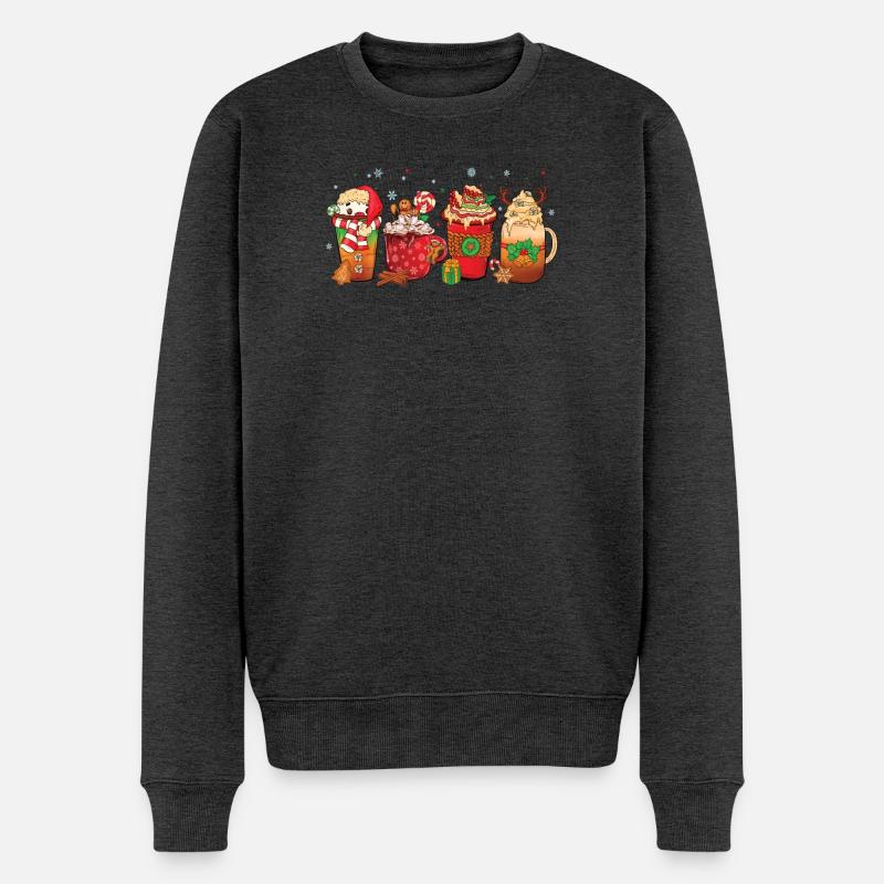 Tasse Heiße Schokolade Pfefferminz-mokka - Männer Premium Bio Pullover - Anthrazit meliert