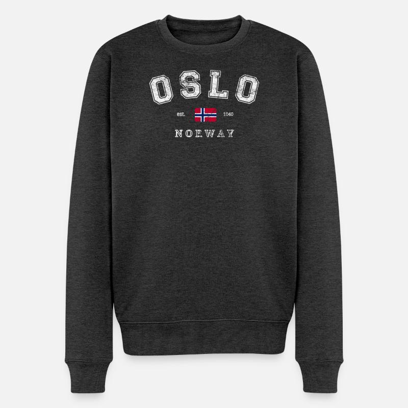Oslo Norway - Männer Premium Bio Pullover - Anthrazit meliert