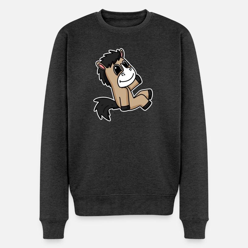 Pferd Pferde Hauspferd - Männer Premium Bio Pullover - Anthrazit meliert