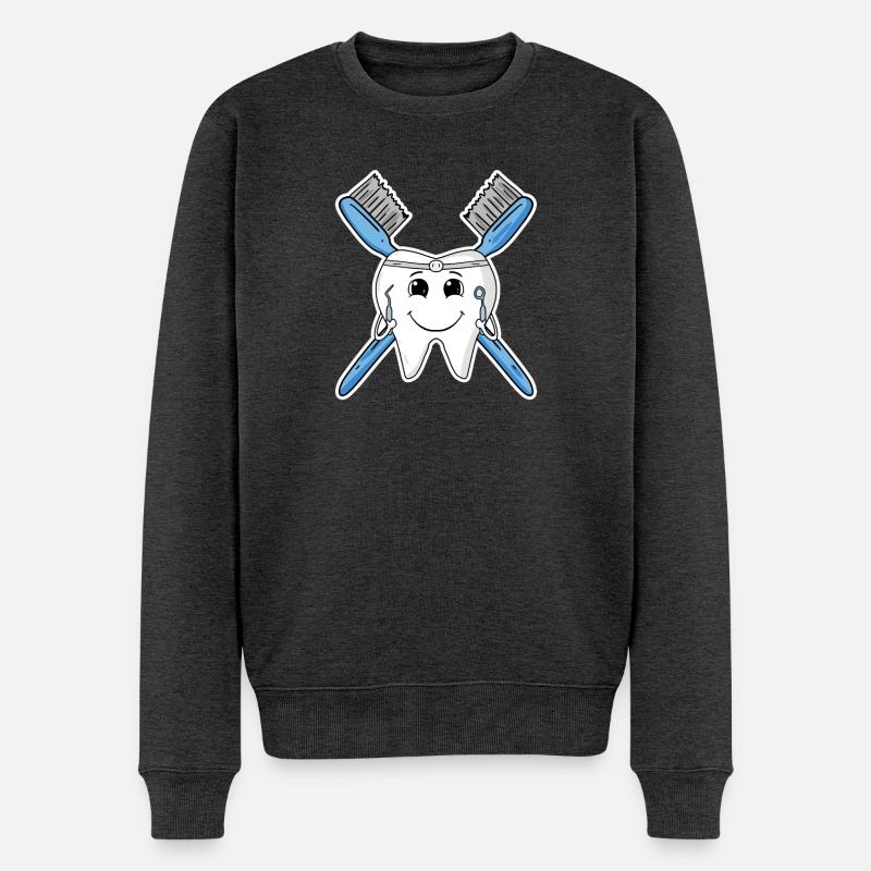 Zahn Zähne - Männer Premium Bio Pullover - Anthrazit meliert