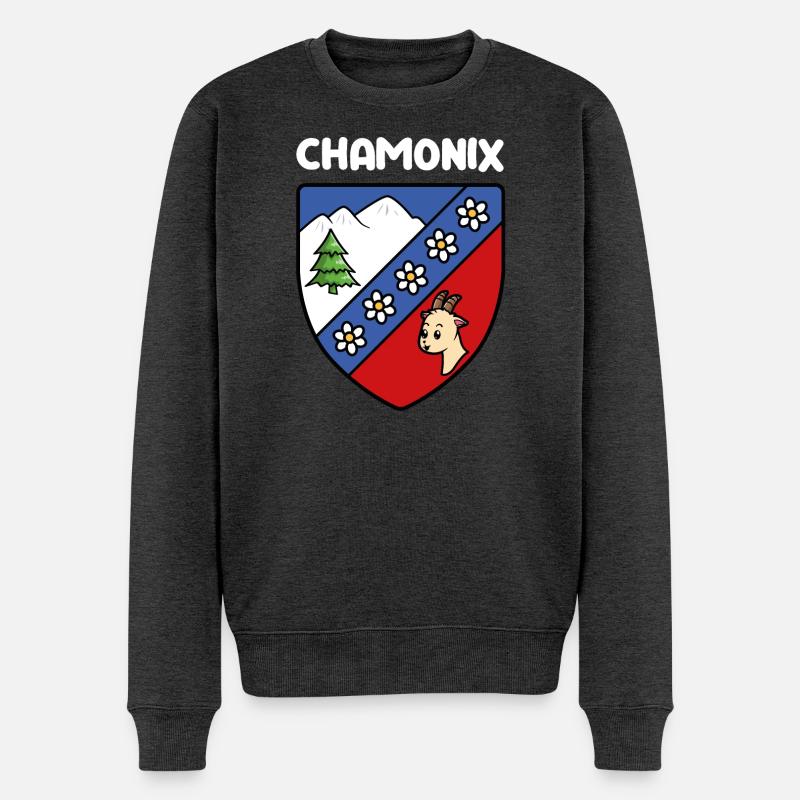 Drapeau Mignon Chamonix Mont Blanc Haute Savoie - Pull Premium bio Homme - anthracite chiné