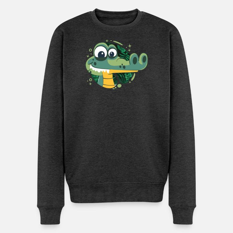 Snappy Birthday Alligator! - Männer Premium Bio Pullover - Anthrazit meliert