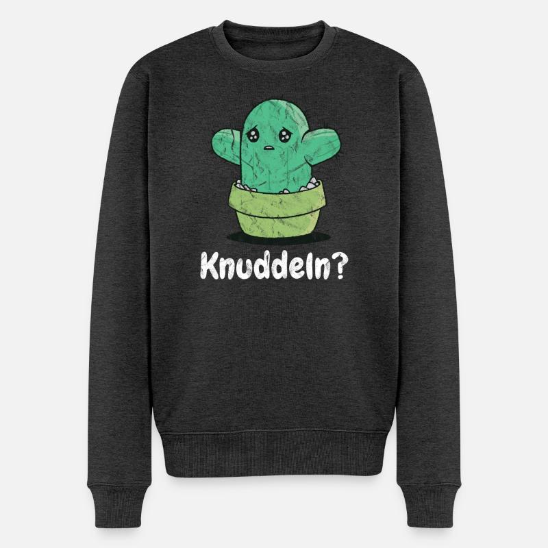 Kaktus Knuddelkumpel - Männer Premium Bio Pullover - Anthrazit meliert