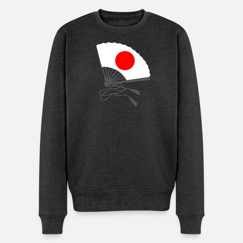 japanflaggen muster, japanischer fächer - Männer Premium Bio Pullover - Anthrazit meliert