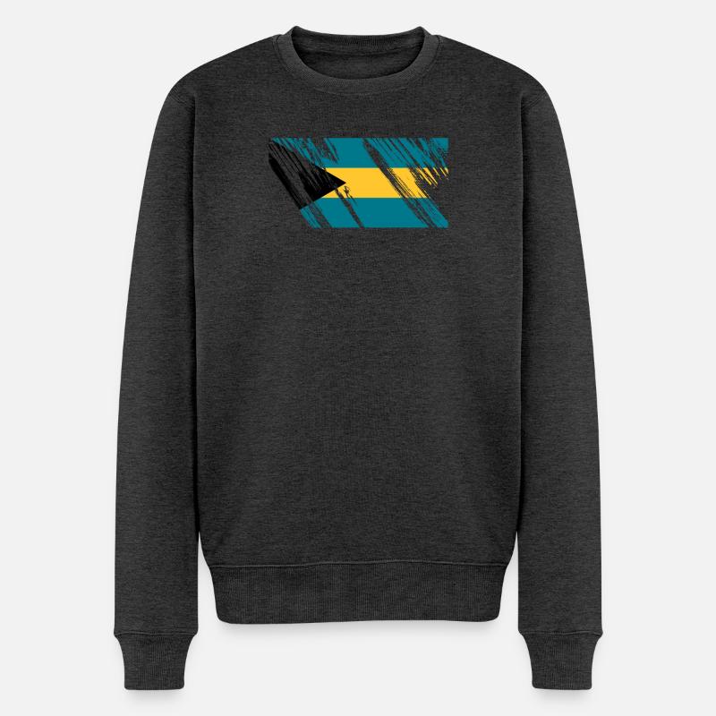 Bahamas Flagge - Männer Premium Bio Pullover - Anthrazit meliert