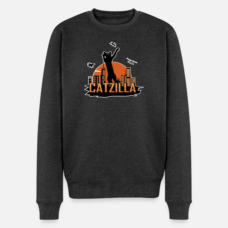 Catzilla - Männer Premium Bio Pullover - Anthrazit meliert