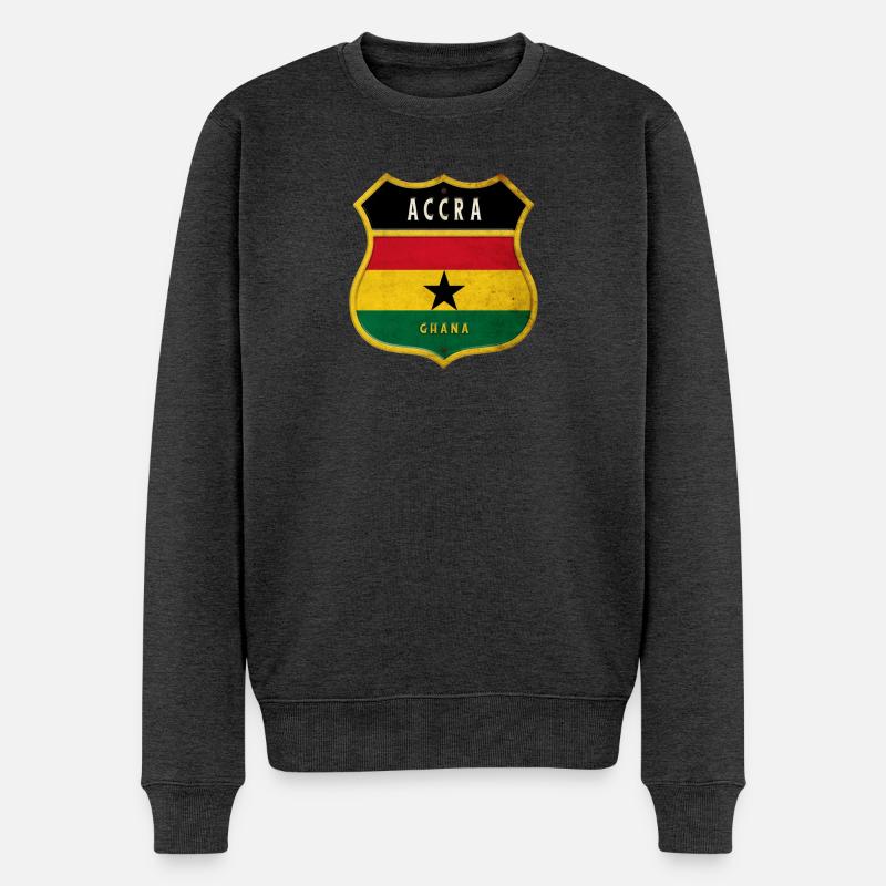 Accra Wappen Flaggen Design - Männer Premium Bio Pullover - Anthrazit meliert