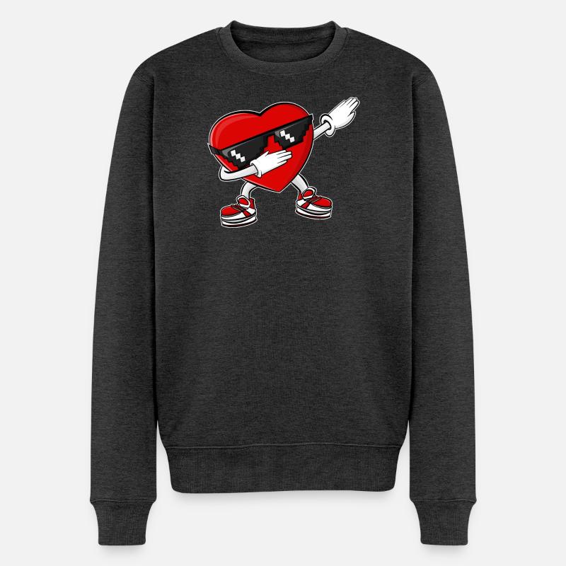 Dabbing Heart Saint-Valentin - Pull Premium bio Homme - anthracite chiné