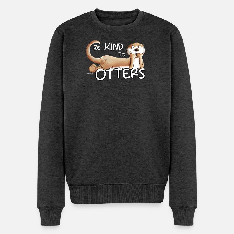 Be Kind Otter Spruch Tiermotiv - Männer Premium Bio Pullover - Anthrazit meliert