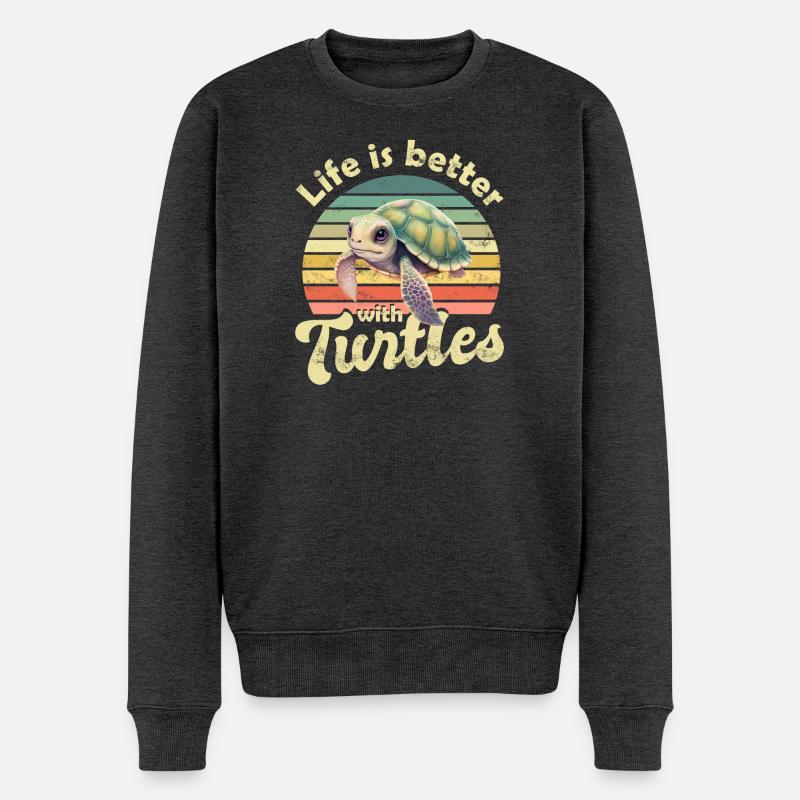 Schildkröte Meeresschildkröte - Männer Premium Bio Pullover - Anthrazit meliert