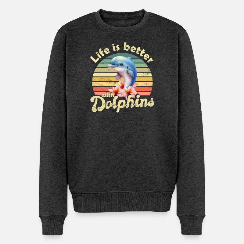 Dauphins dauphins - Pull Premium bio Homme - anthracite chiné