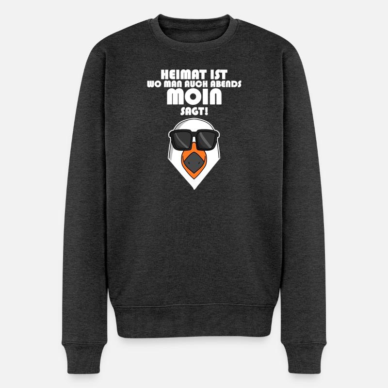 Plattdeutsch Spruch Moin Möwe Nordsee - Männer Premium Bio Pullover - Anthrazit meliert