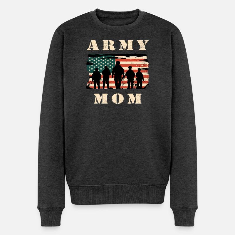 Armee Mutter mit USA Flagge - Männer Premium Bio Pullover - Anthrazit meliert