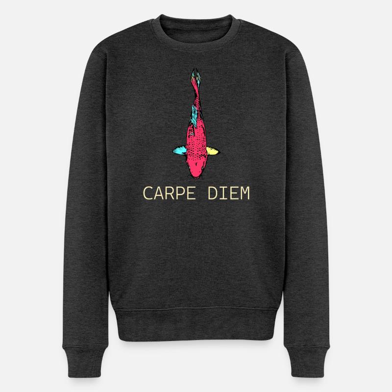 Neon Koi Carpe Diem - Männer Premium Bio Pullover - Anthrazit meliert