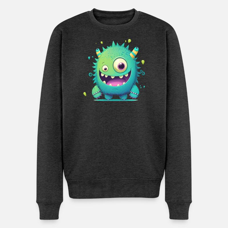 Ein glückliches Monster zum Knuddeln - Männer Premium Bio Pullover - Anthrazit meliert
