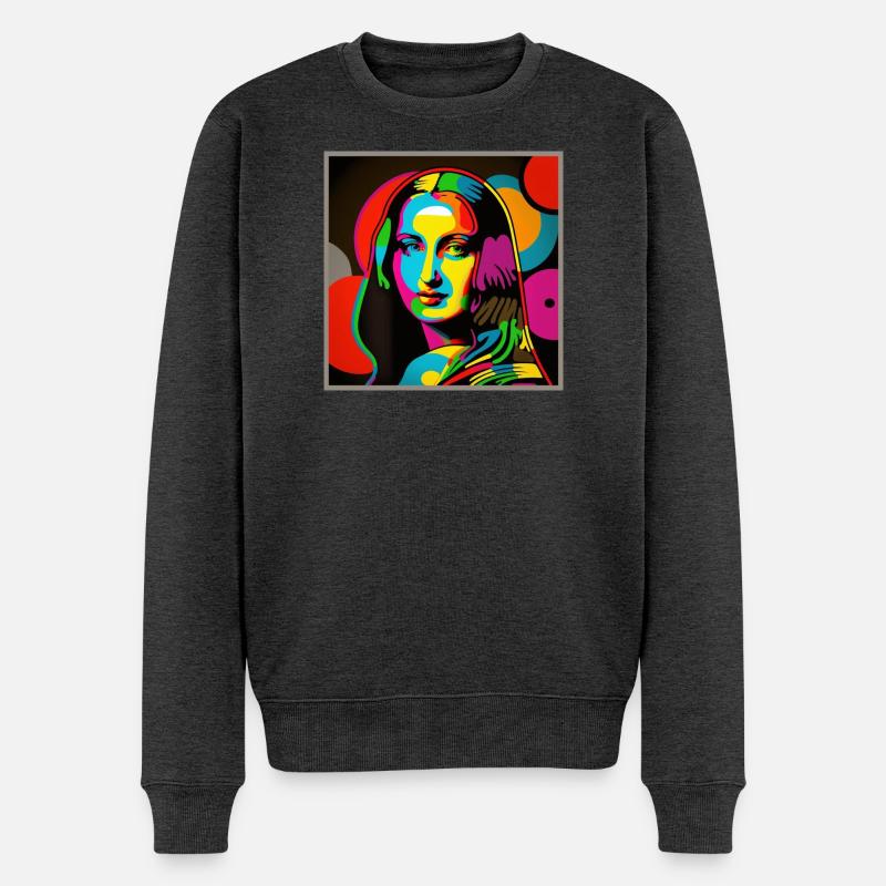 Portait Pop-Art - Männer Premium Bio Pullover - Anthrazit meliert