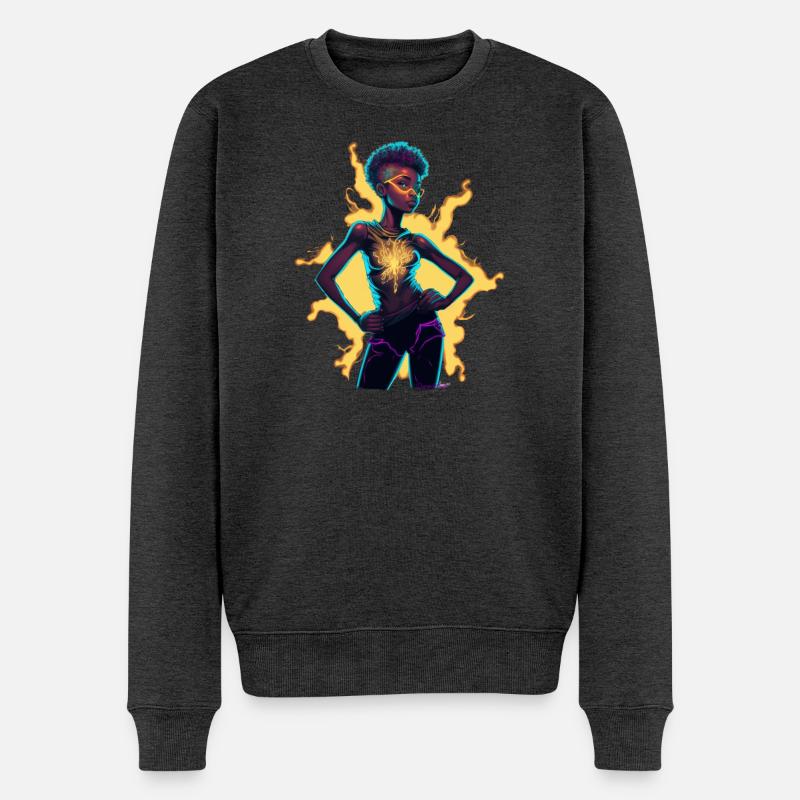 Figurine de conscience d’énergie lumineuse - Pull Premium bio Homme - anthracite chiné