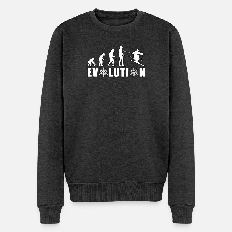 EVOLUTION Ski Winter Geschenk Weihnachtsgeschenk - Männer Premium Bio Pullover - Anthrazit meliert