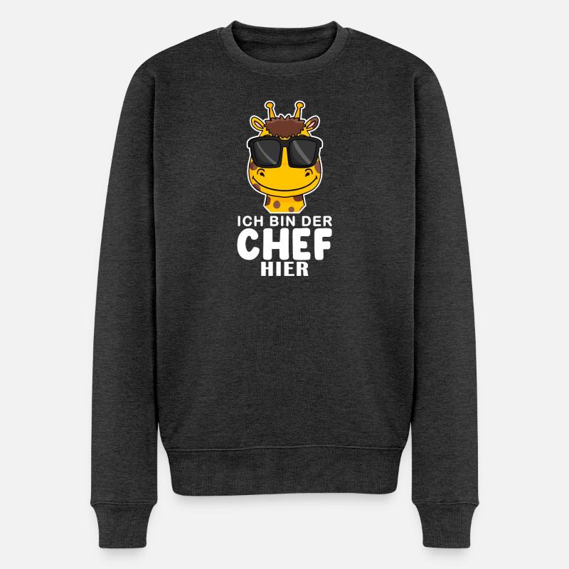 Cool Giraffe Chef Spruch - Männer Premium Bio Pullover - Anthrazit meliert