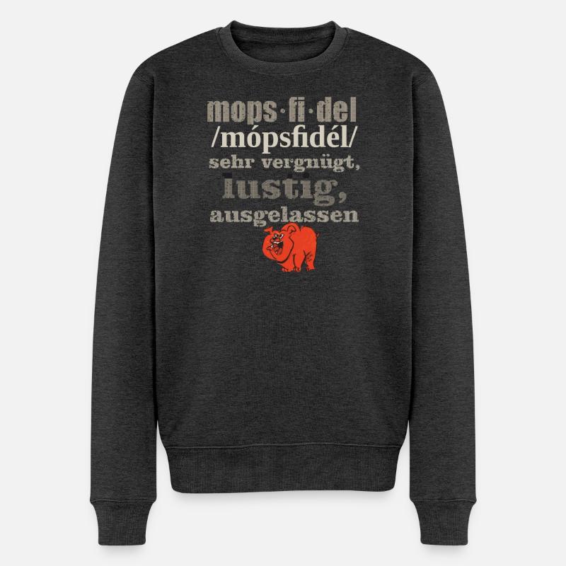 mopsfidel - Männer Premium Bio Pullover - Anthrazit meliert