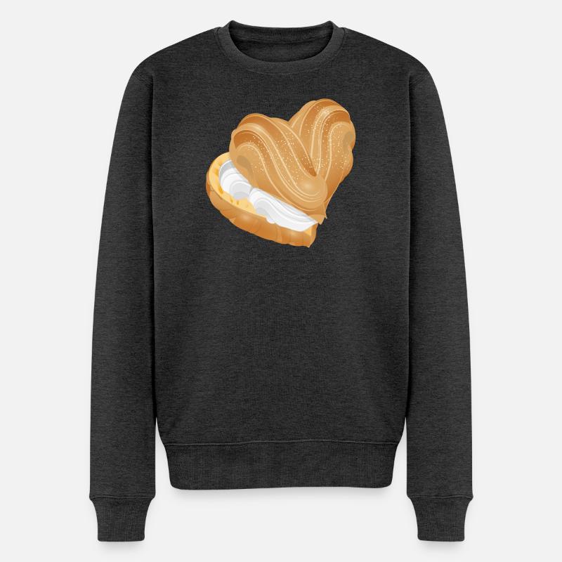 Mit Sahne gefülltes Windbeutel Herz - Männer Premium Bio Pullover - Anthrazit meliert