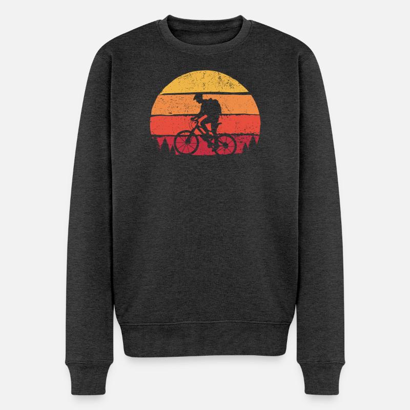Zwillingsradfahrer Sonnenuntergangs-Silhouette - Männer Premium Bio Pullover - Anthrazit meliert