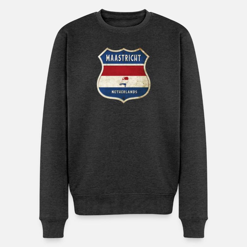Maastricht Niederlande Wappen Design - Männer Premium Bio Pullover - Anthrazit meliert