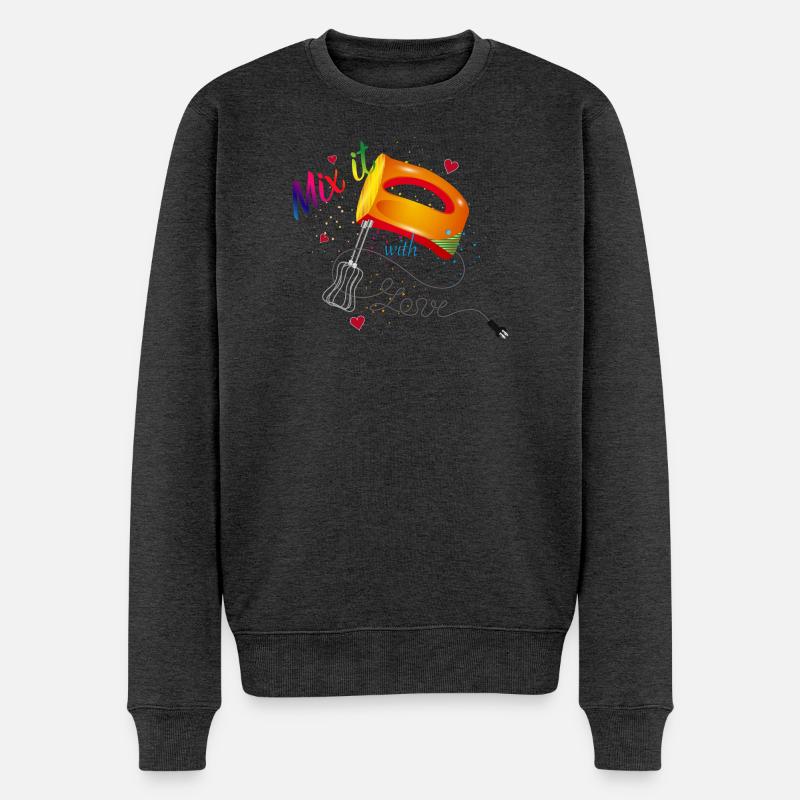 farbenfrohes Handrührgerät mit coolem Spruch - Männer Premium Bio Pullover - Anthrazit meliert