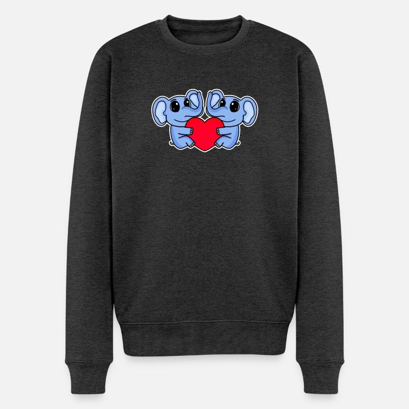 Elefant Herz Liebe Elefanten - Männer Premium Bio Pullover - Anthrazit meliert
