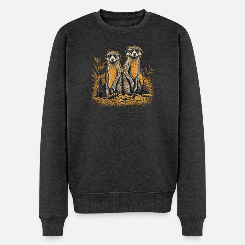 Deux suricates - Pull Premium bio Homme - anthracite chiné