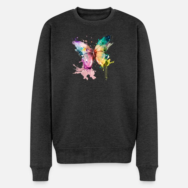 flatterne Träume - Männer Premium Bio Pullover - Anthrazit meliert