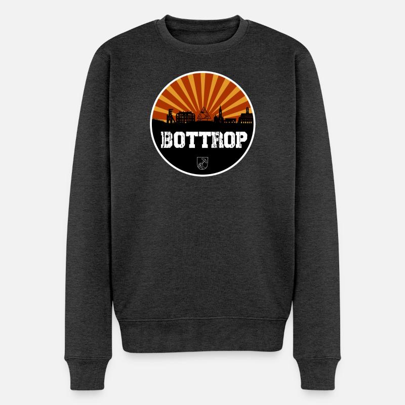 Bottrop Retro Skyline - Männer Premium Bio Pullover - Anthrazit meliert