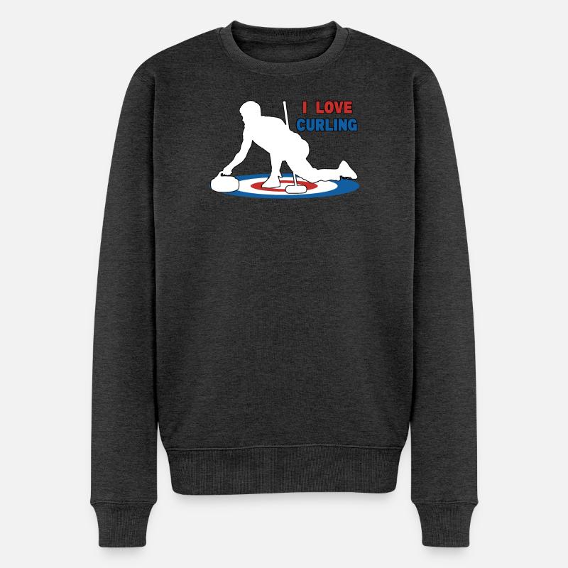 Ich liebe Curling - Männer Premium Bio Pullover - Anthrazit meliert