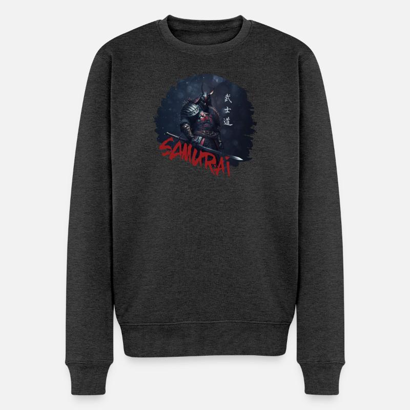Guerrier samouraï avec katana - Pull Premium bio Homme - anthracite chiné