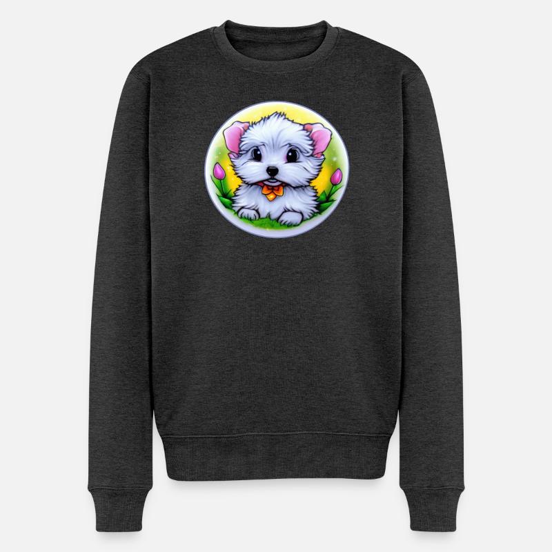 Hund Welpe - Männer Premium Bio Pullover - Anthrazit meliert
