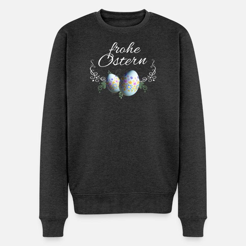 Frohe Ostern Osterei Deko - Männer Premium Bio Pullover - Anthrazit meliert