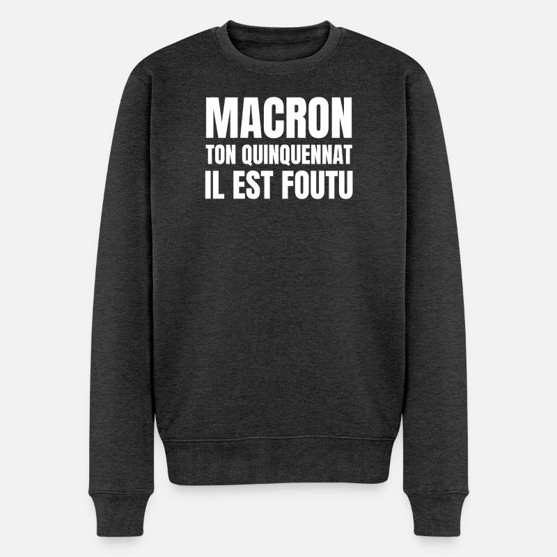 Macron, réforme des retraites - Pull Premium bio Homme - anthracite chiné
