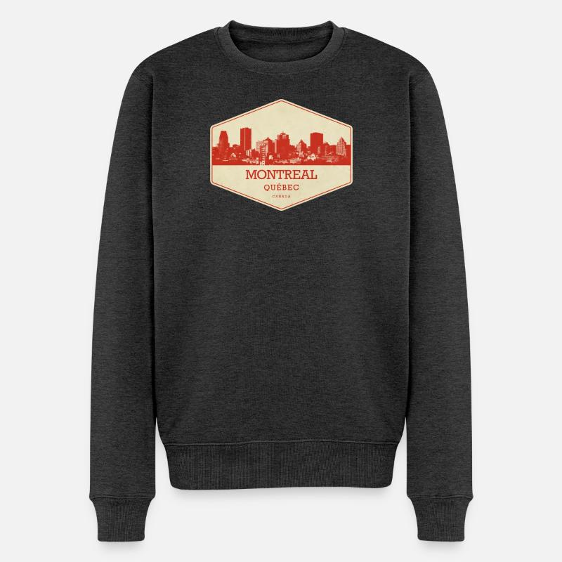 Montreal Skyline Retro Siegel - Männer Premium Bio Pullover - Anthrazit meliert