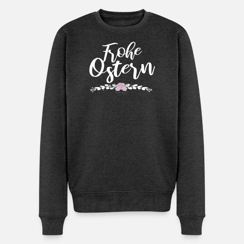 frohe Ostern - Männer Premium Bio Pullover - Anthrazit meliert