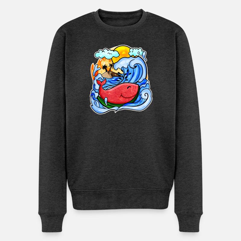 Baleine pastèque - Pull Premium bio Homme - anthracite chiné