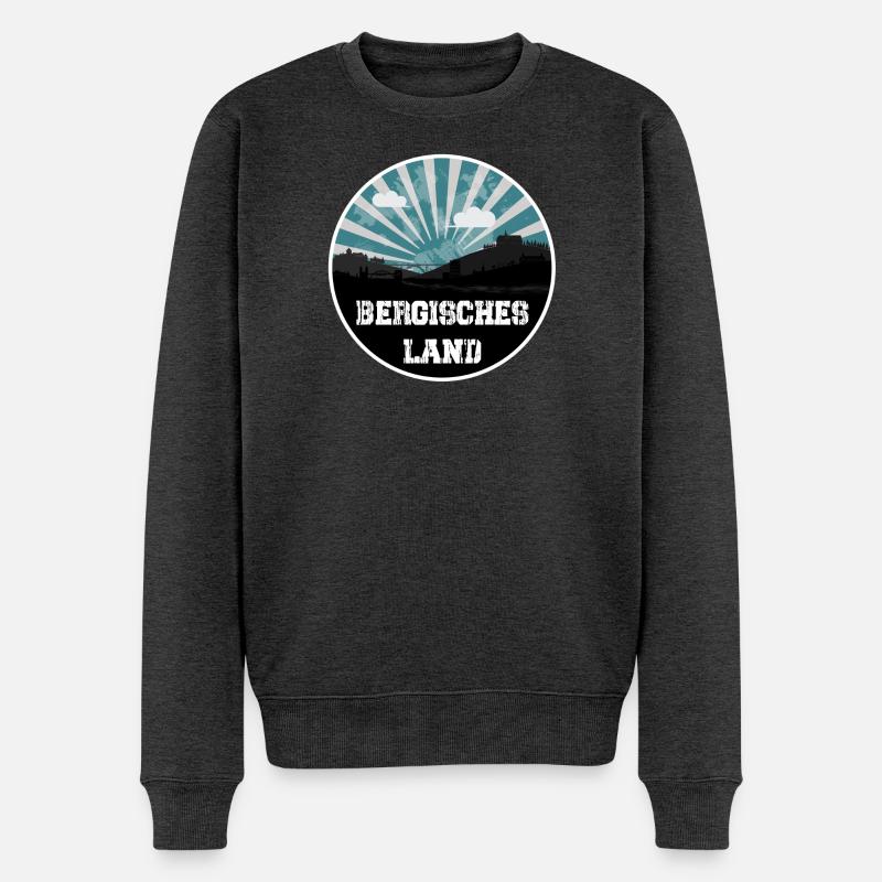 Bergisches Land Skyline Blue Hour - Männer Premium Bio Pullover - Anthrazit meliert