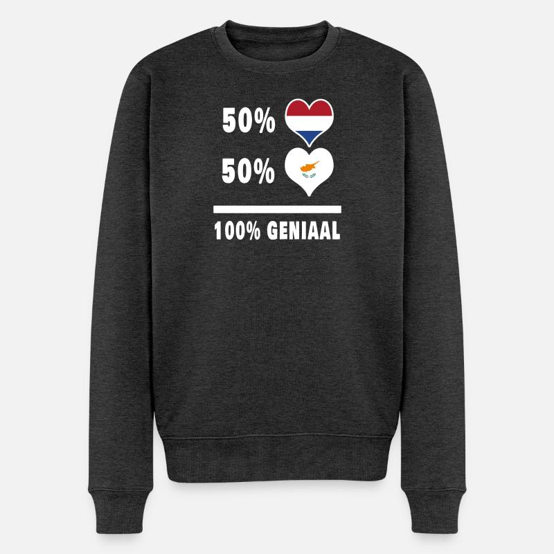 Zypern und die Niederlande 100% Genius Flagge - Männer Premium Bio Pullover - Anthrazit meliert