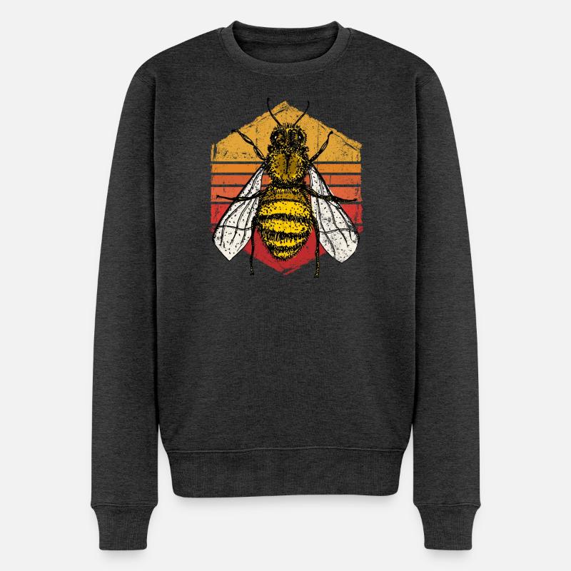Illustration rétro de Sunset Bee - Pull Premium bio Homme - anthracite chiné