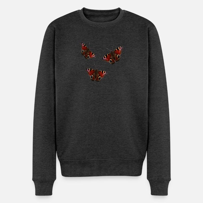 Schmetterlinge - Männer Premium Bio Pullover - Anthrazit meliert